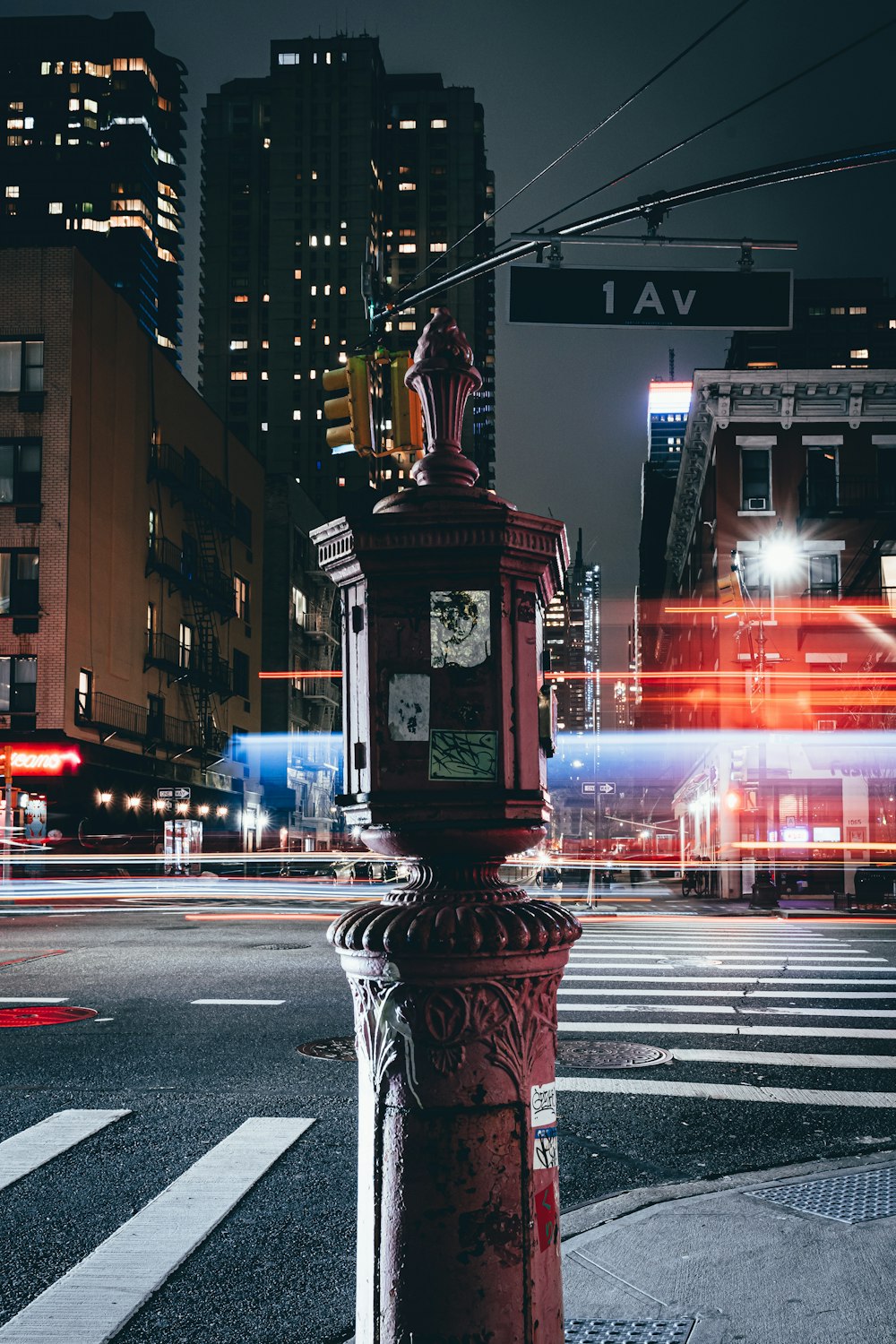 black and brown concrete building during night time