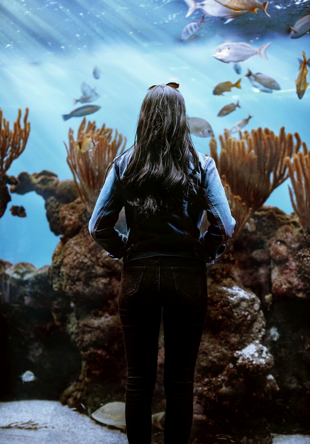 woman in black jacket standing on brown rock