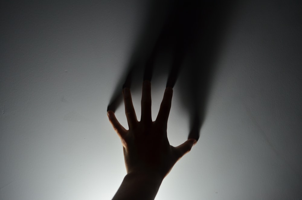 persons left hand on white wall