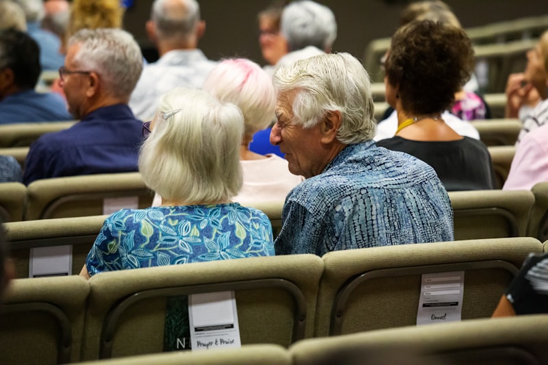Group of seniors engaged in a community conversation