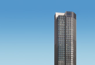 blue and white high rise building