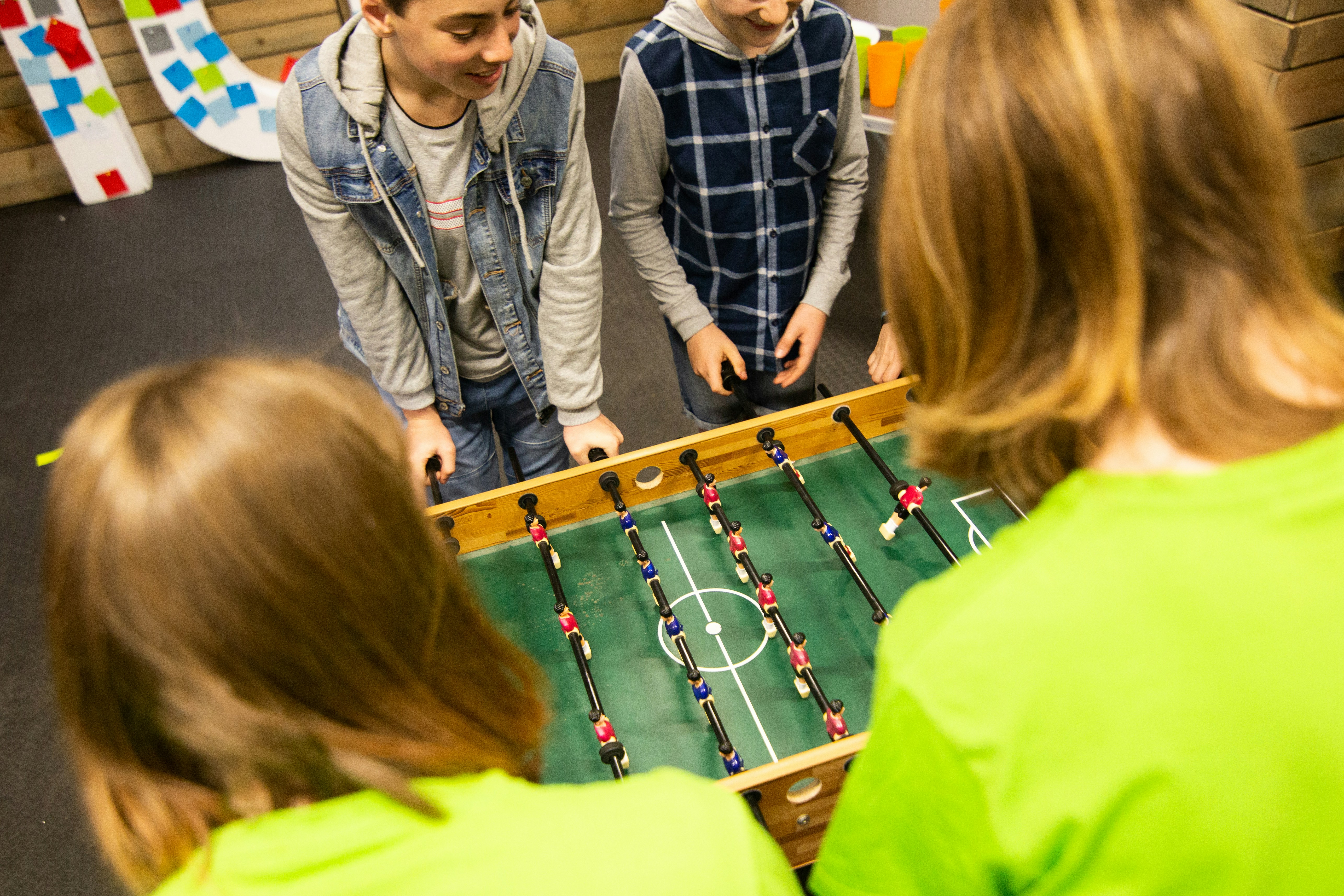 foosball soccer kids green