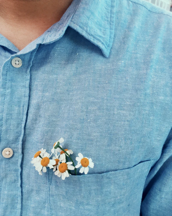 Camisa de lino azul