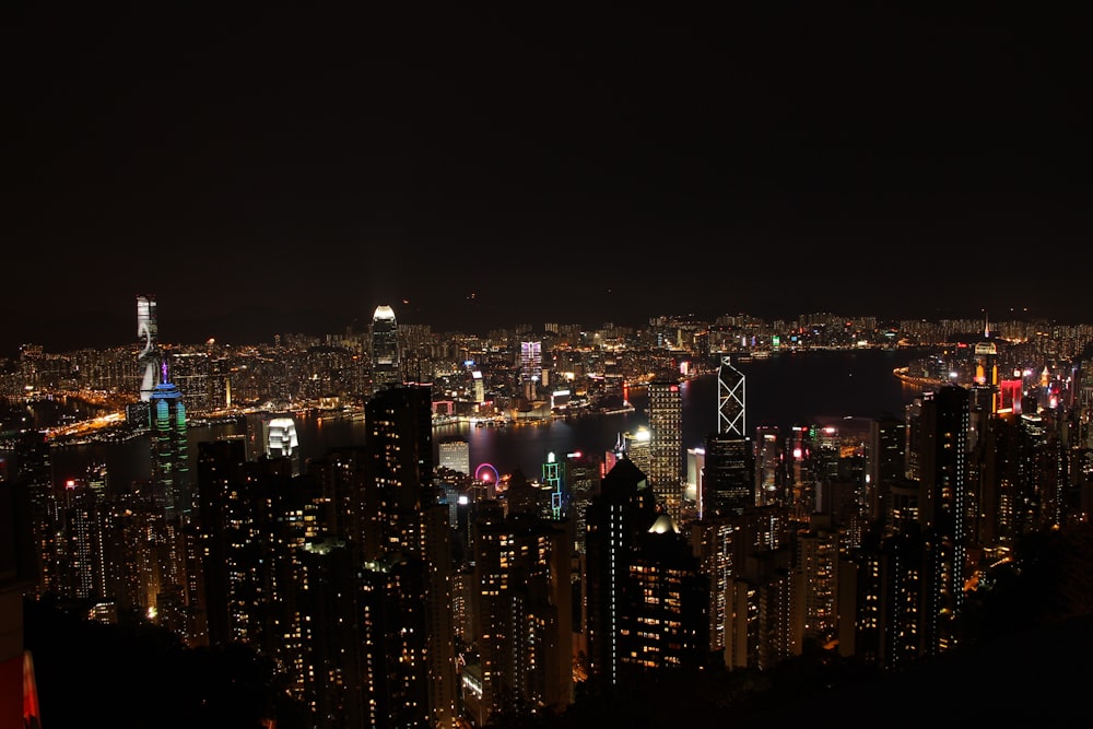 city lights during night time