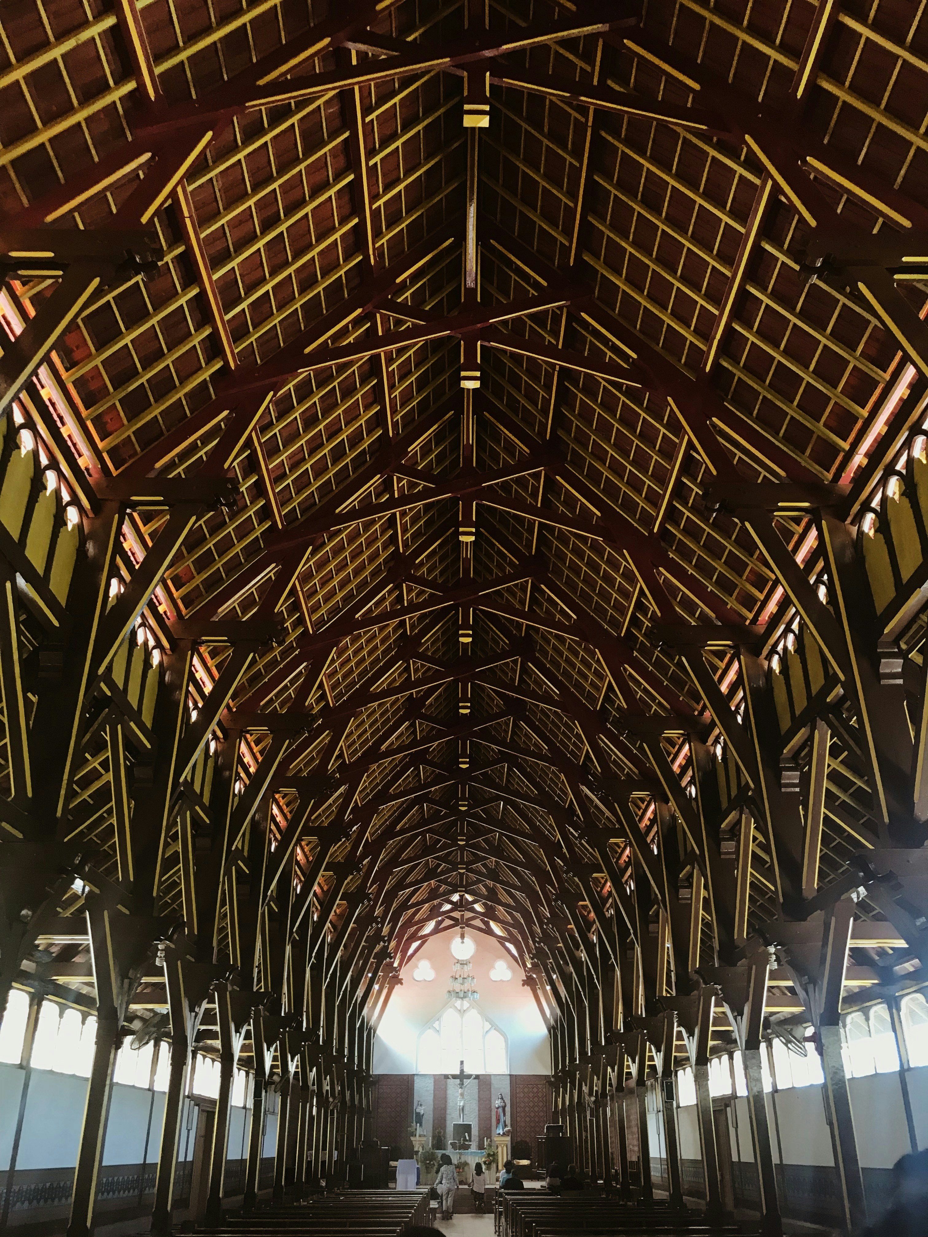 black metal framed glass roof