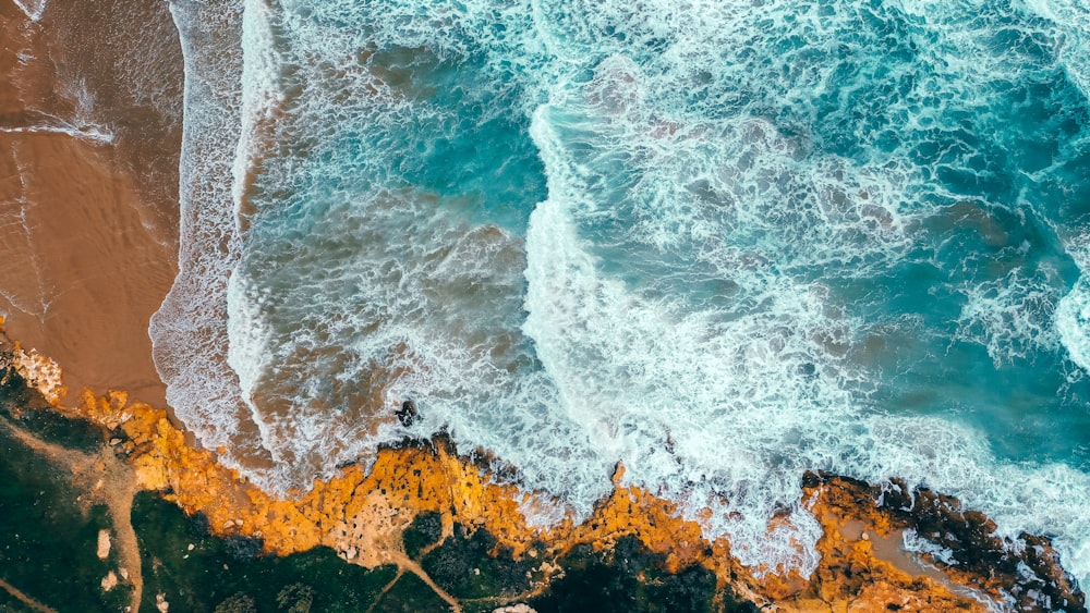 olas de agua golpeando la orilla