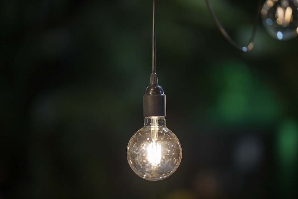 light bulb turned on in tilt shift lens