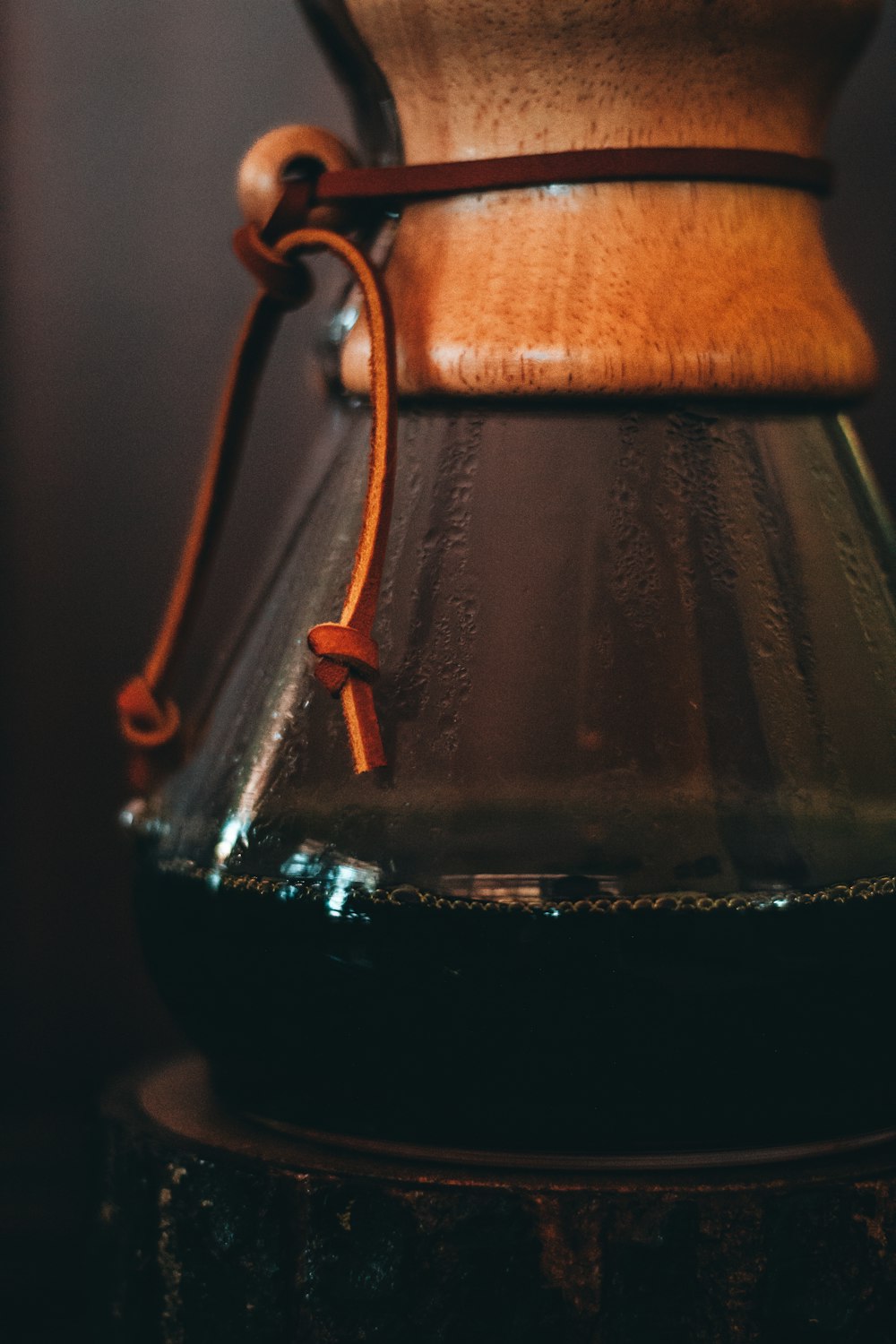 brown wooden hanging decor in tilt shift lens