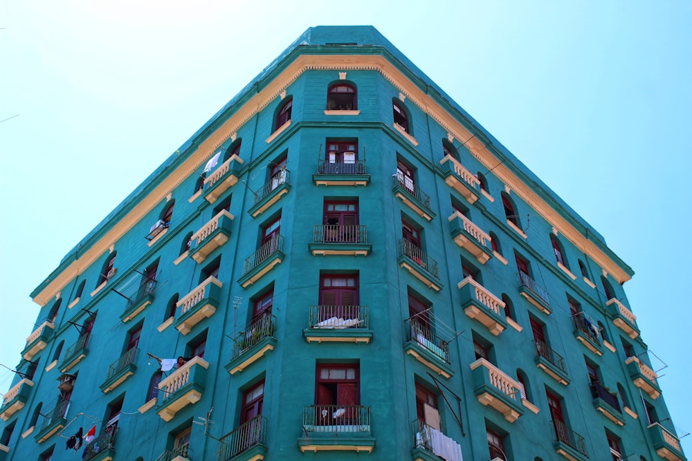 red and blue concrete building