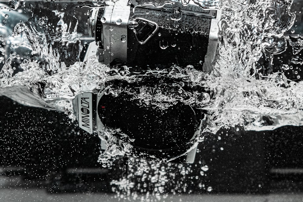 water splash on black box