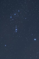 A close-up of a bright constellation in the sky.