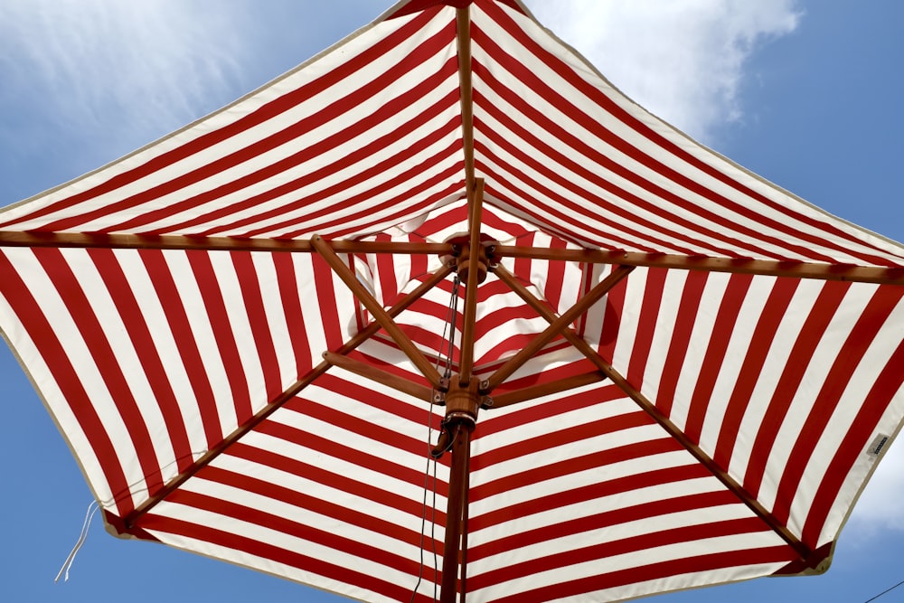 red and white striped umbrella