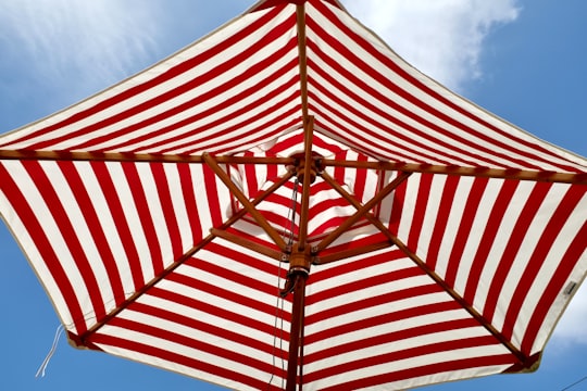 red and white striped umbrella in Warkworth New Zealand