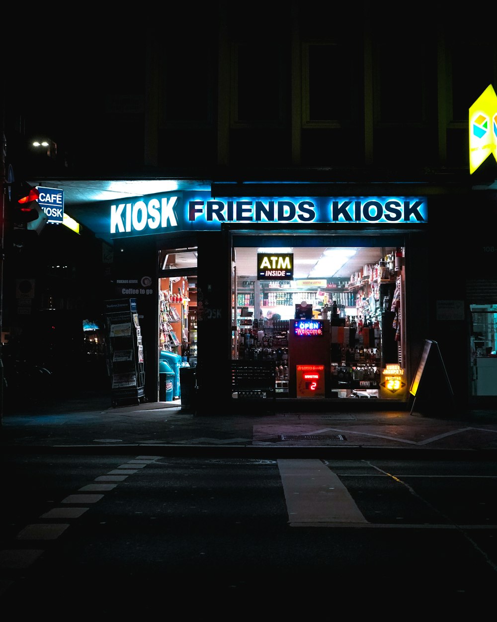 UNKs coffee shop during night time
