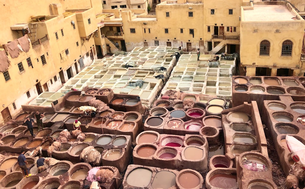 a group of clay pots sitting on top of a roof