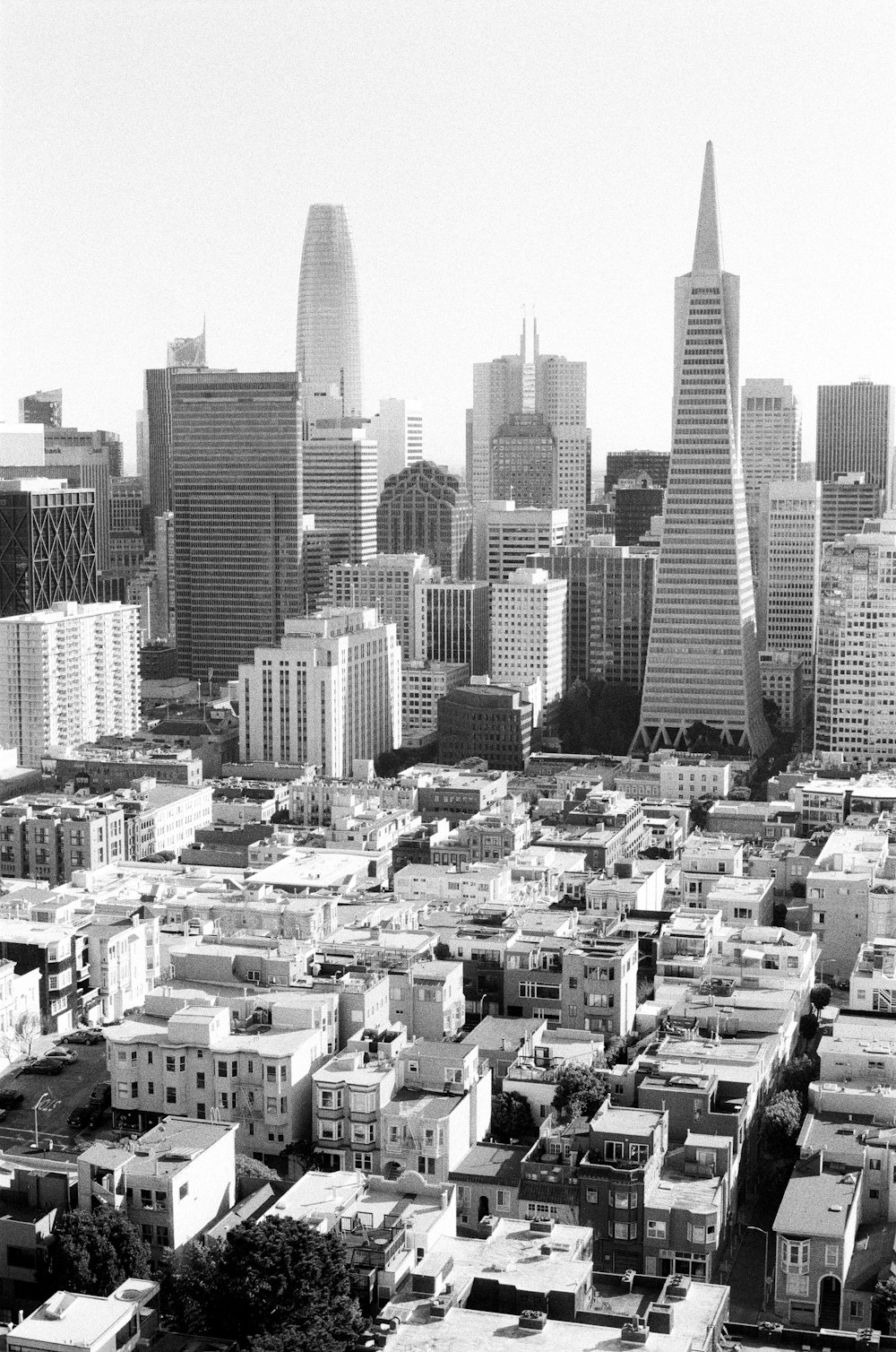 grayscale photo of city buildings during daytime