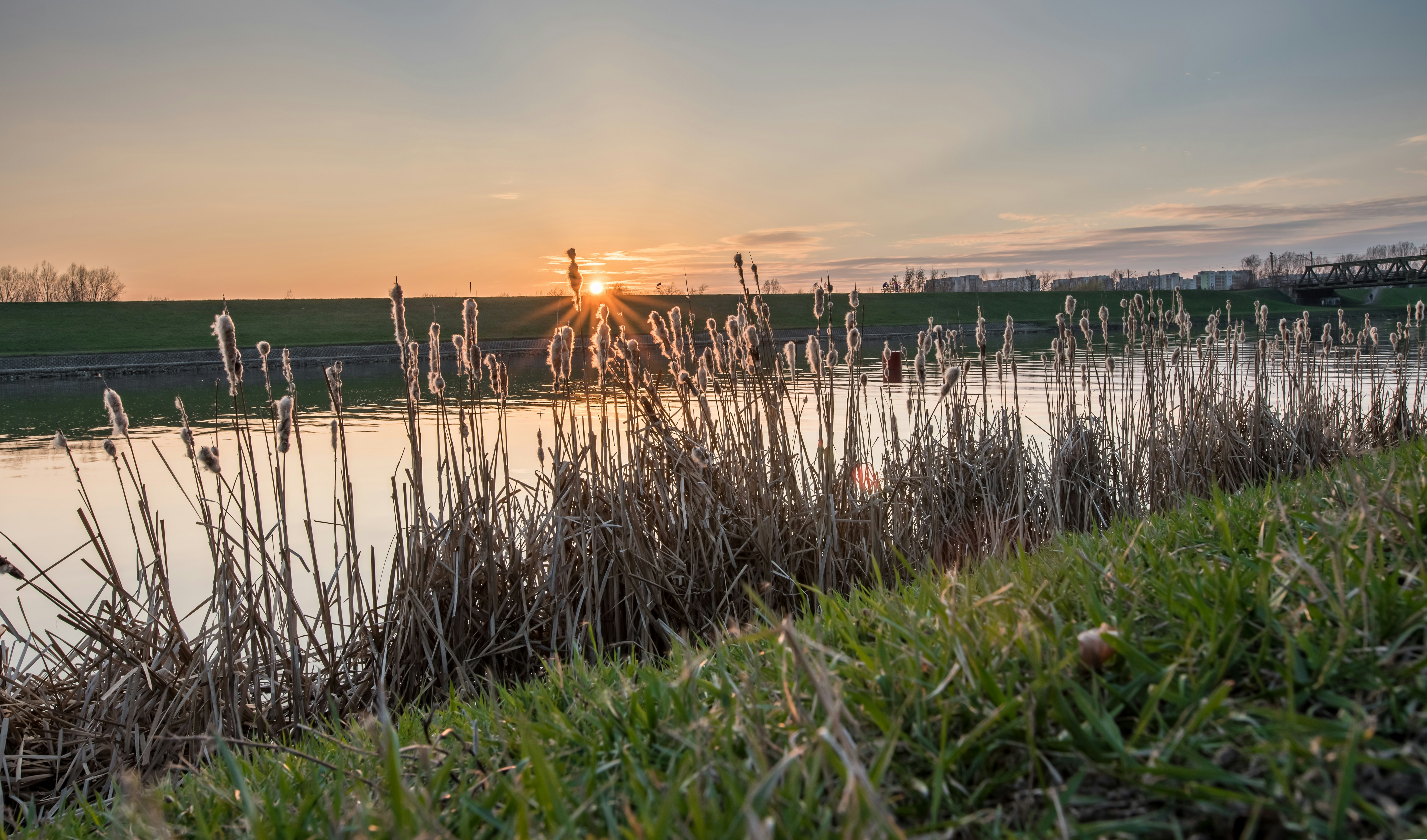 Sunset in Opole. River Odra