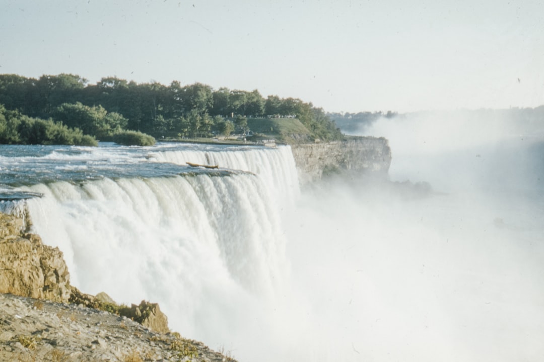 waterfalls near green trees during daytime