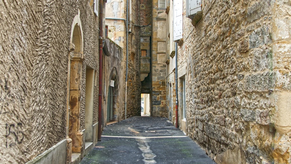 empty street between concrete buildings during daytime
