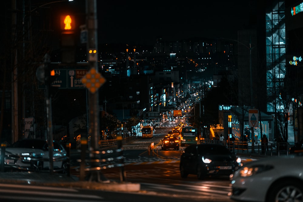 cars on road during night time