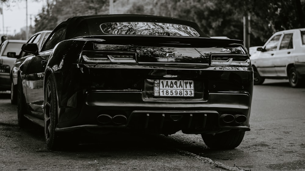 grayscale photo of Chevrolet Camaro ZL1