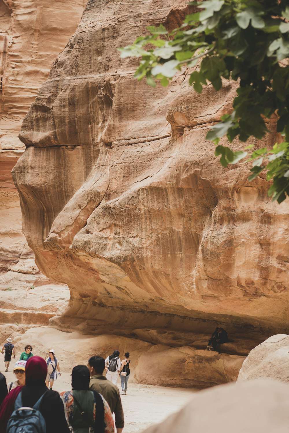 people sitting on brown rock formation during daytime