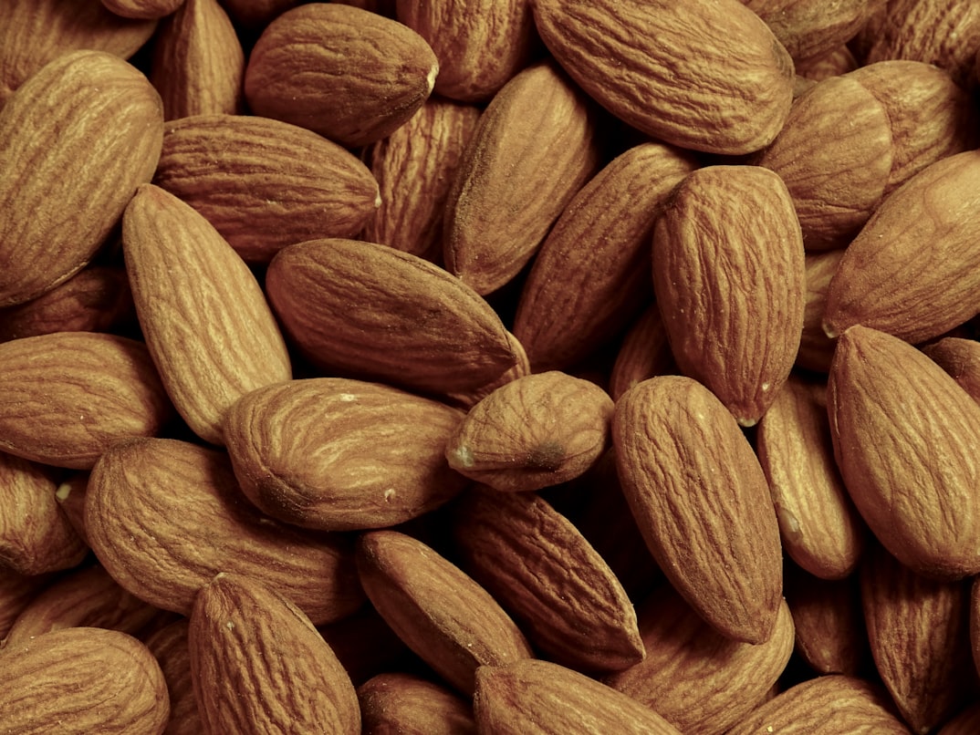 close up image of raw almonds