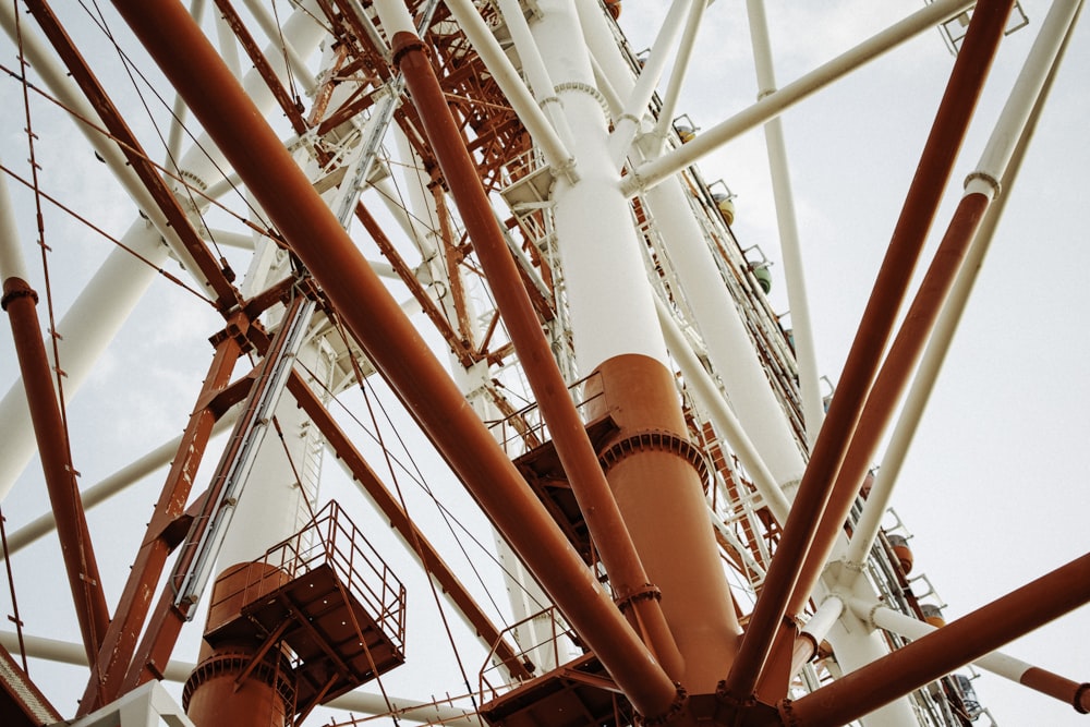 orange and white tower crane