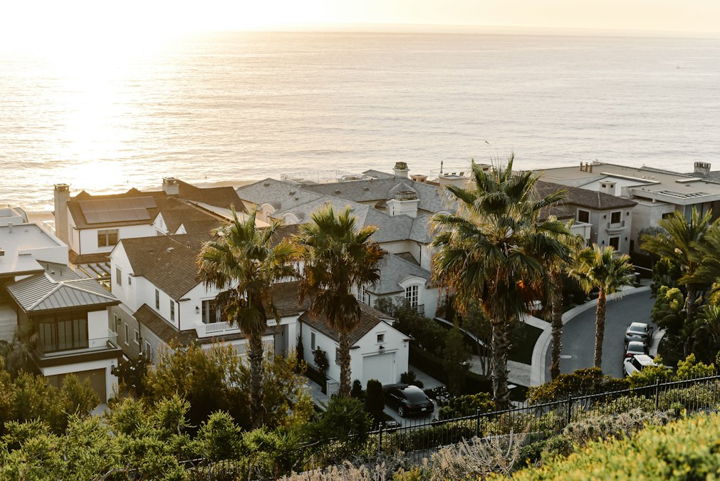 White homes overlooking the sea in Dana Point