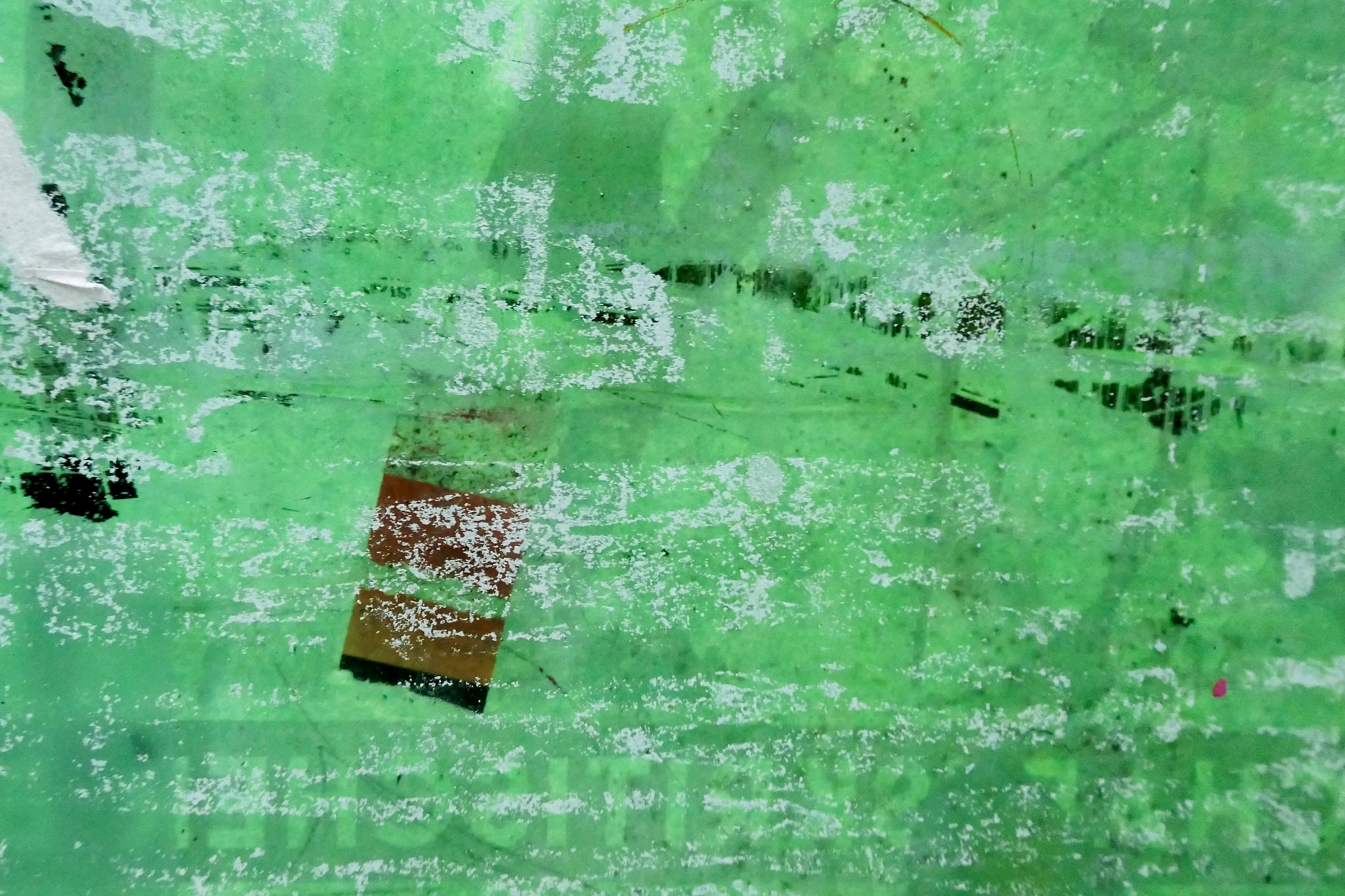 green and brown abstract painting