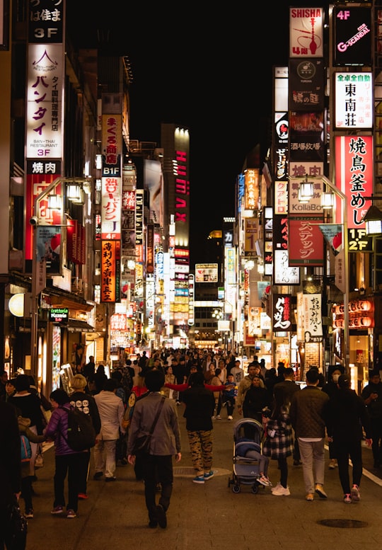 people walking on street during nighttime in Kabukicho Ichibangai Japan