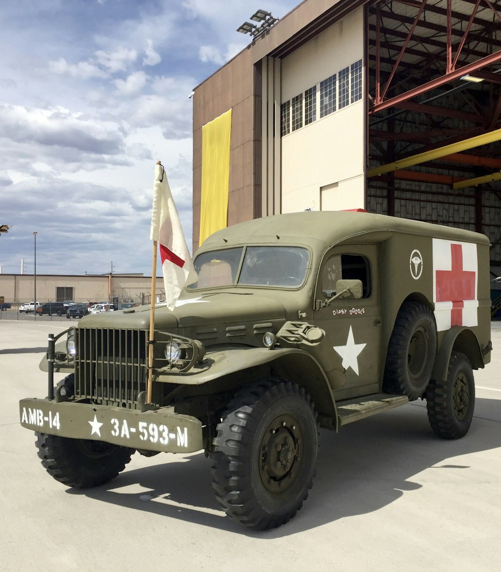 gray and red us army truck