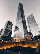 high rise buildings during night time