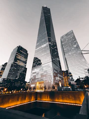 high rise buildings during night time
