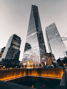 high rise buildings during night time