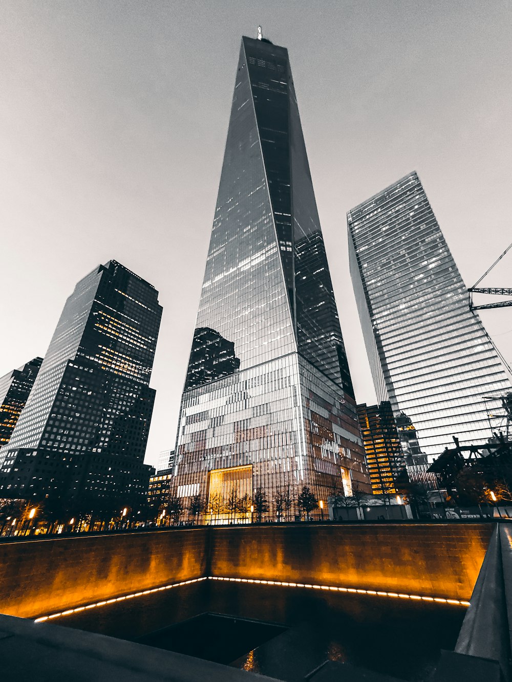 high rise buildings during night time