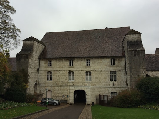 brown concrete building near green grass field during daytime in Citadel van Besançon France