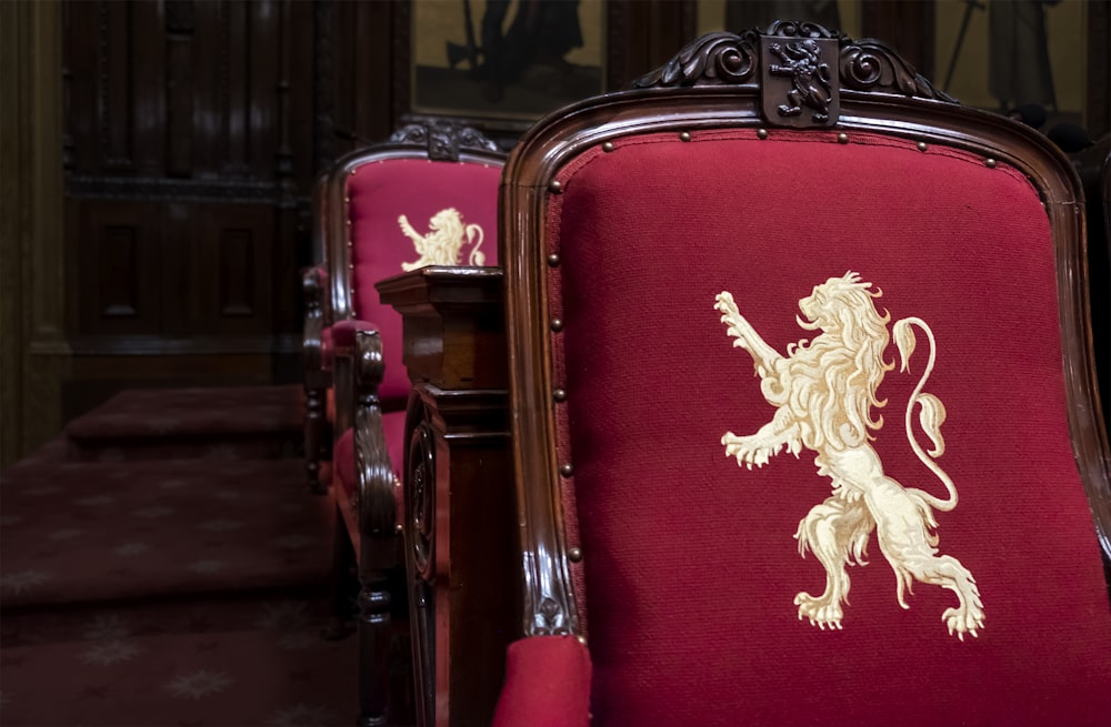 red and gold floral chair