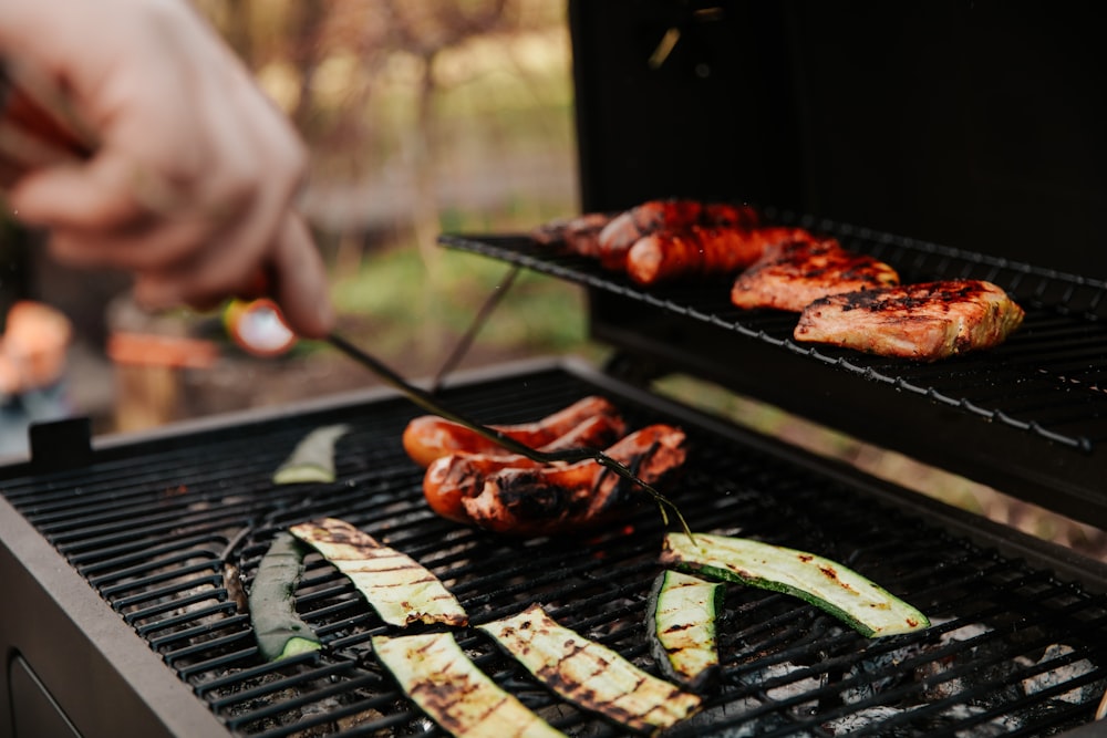 grilled meat on black grill