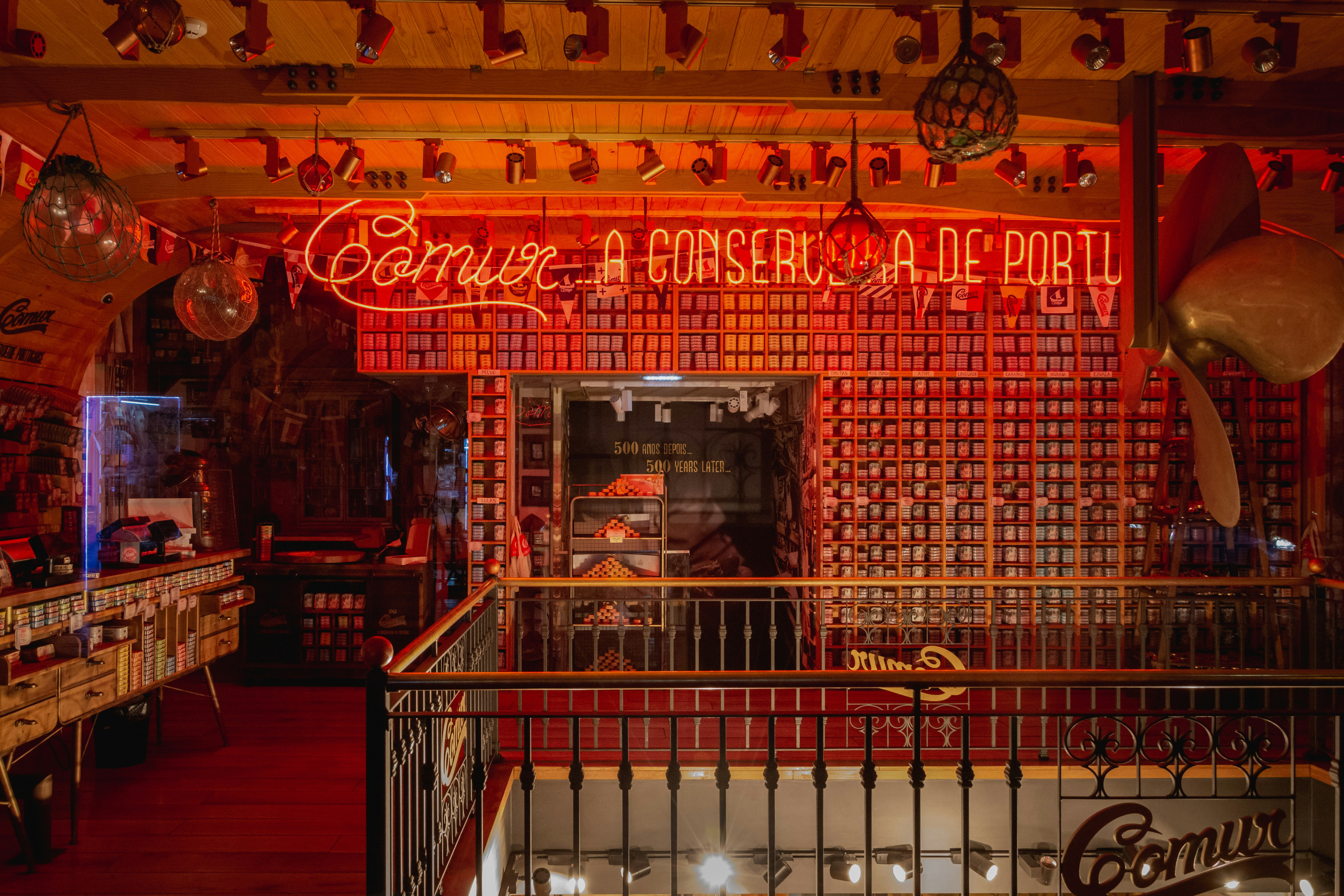 red and brown wooden store