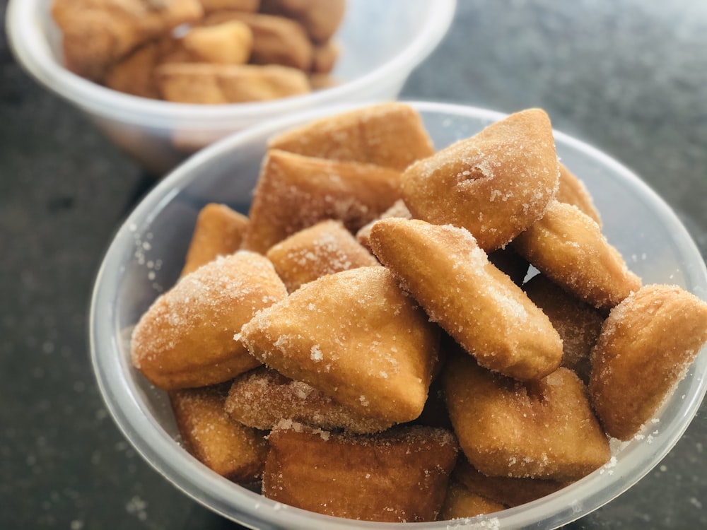 fried food on stainless steel bowl