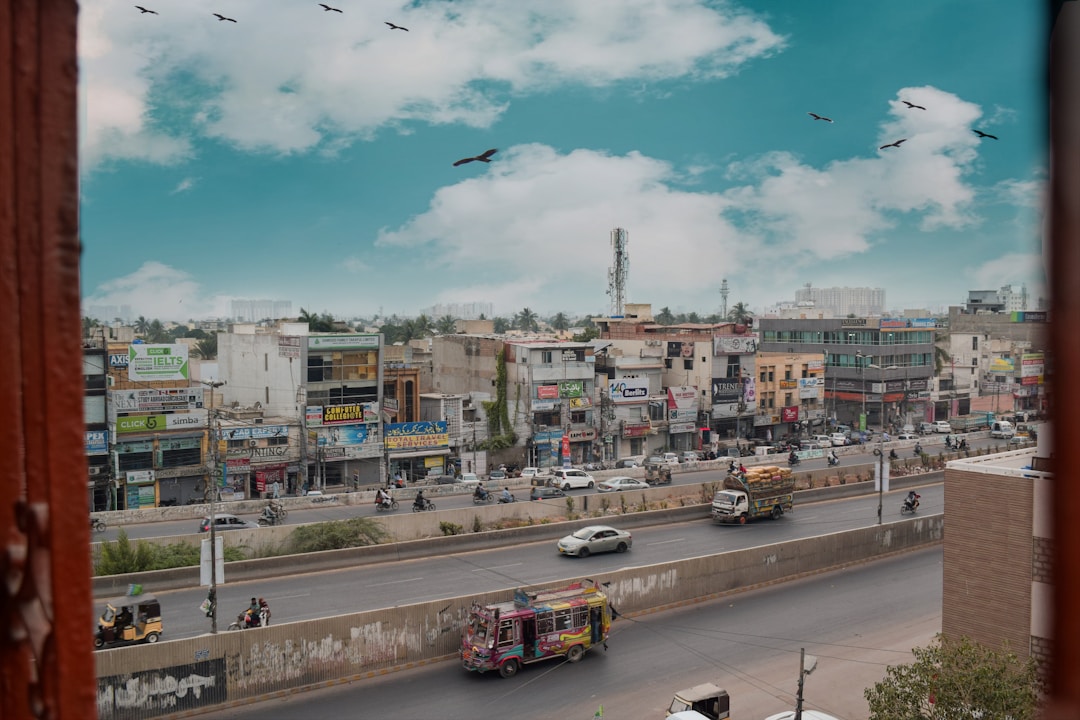 Morning street scene in Karachi, Pakistan