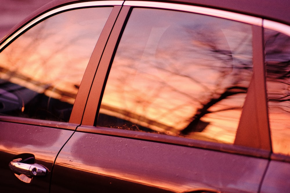 brown car with brown window blinds