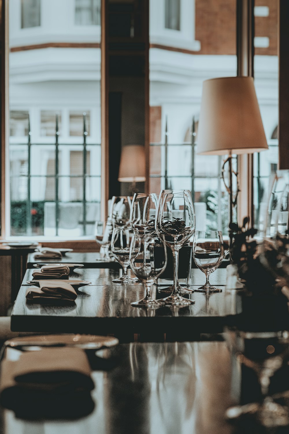 brown wooden table with chairs