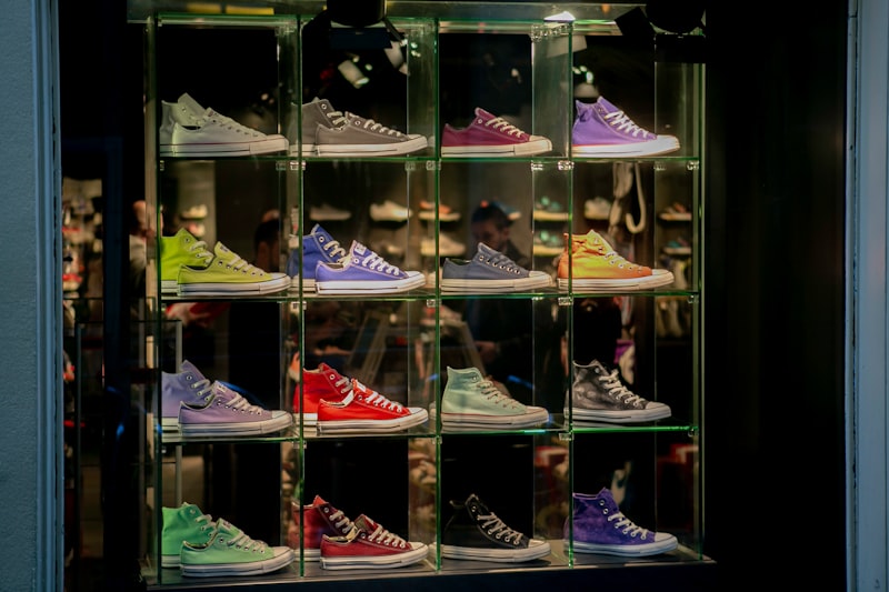 Grid Display with Chuck Taylor Converse in Different Pastel Colors