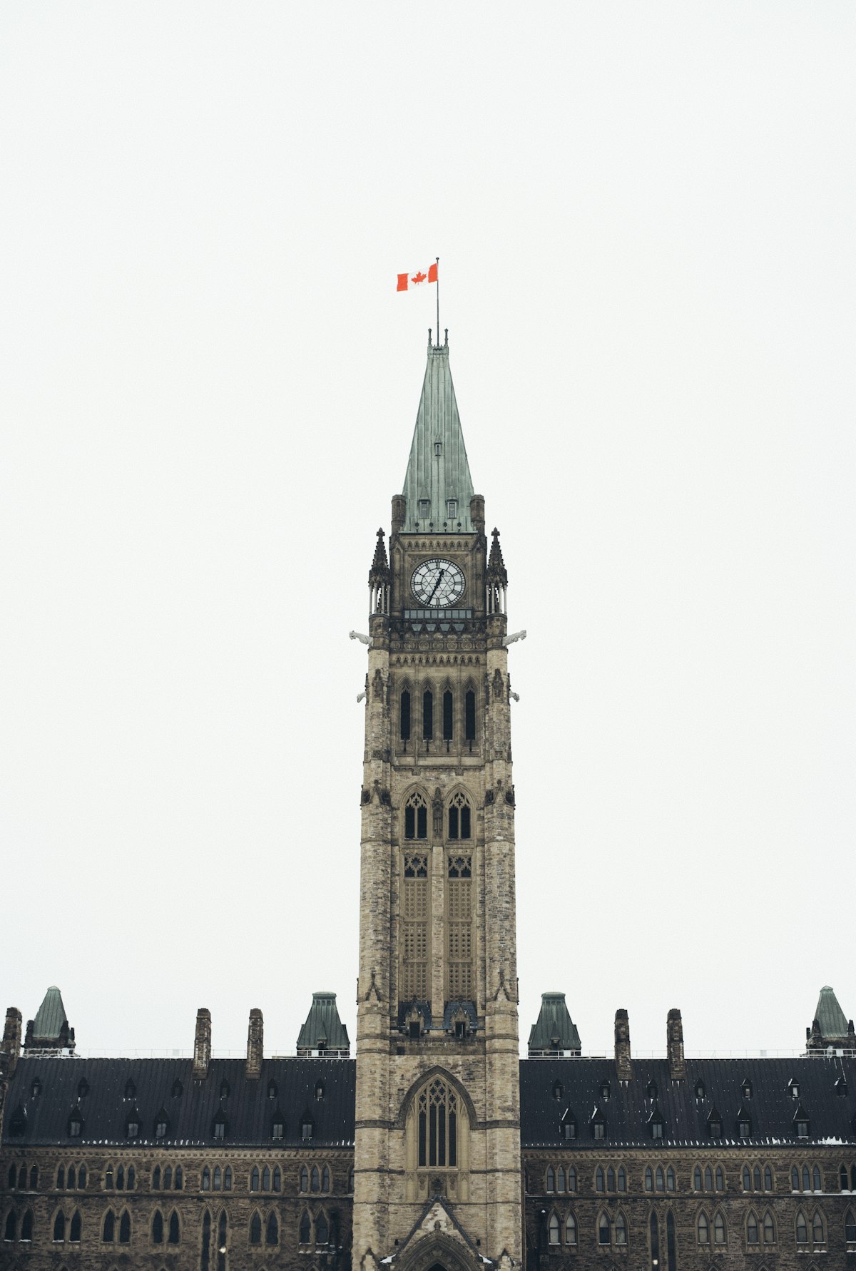 Peace Tower on Parliament Hill with the Canadian flag