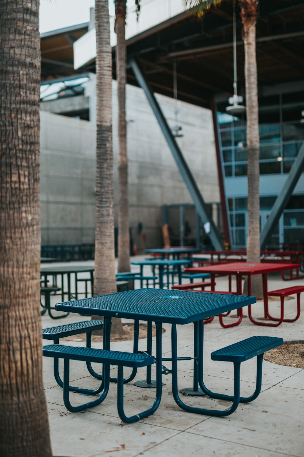 blue wooden table and chairs set