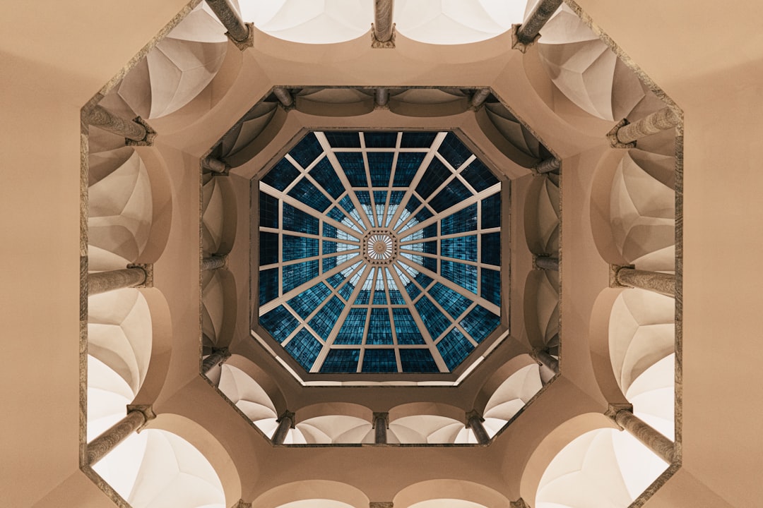 brown and blue dome ceiling