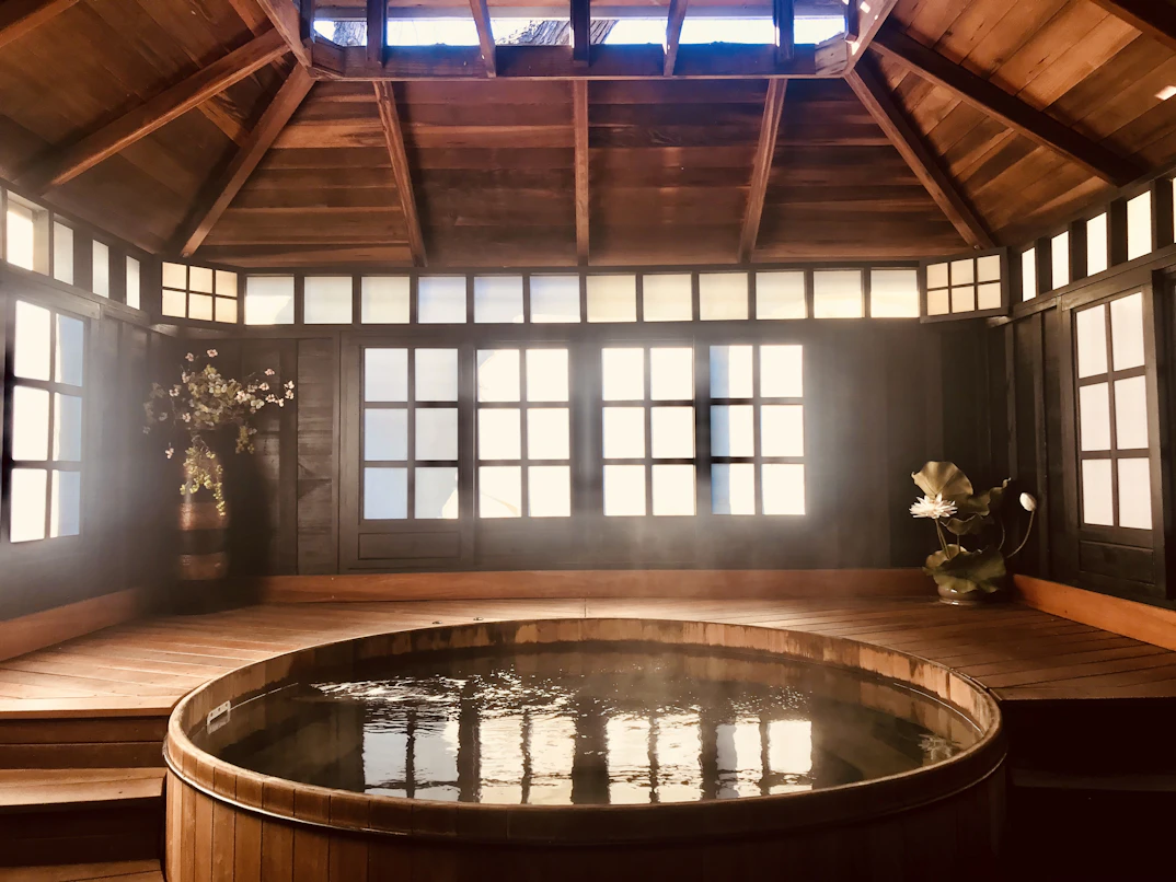 Japanese onsen hot spring bath