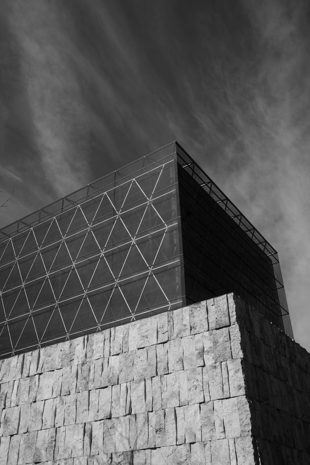 grayscale photo of concrete building